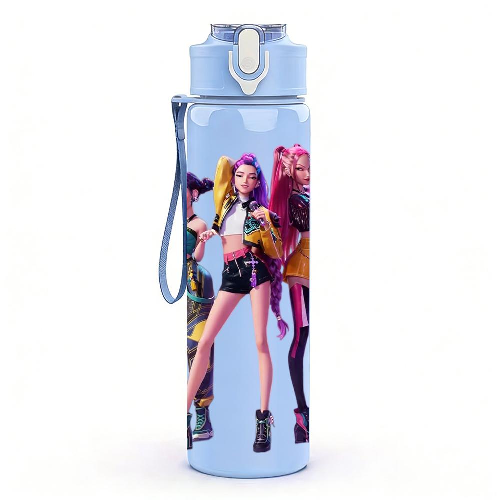 1PC Color Kpop Girl Group Stage 750ml Color Plastic Sports Water Bottle Leakproof Flip Straw Lid Suitable for Sports Office Home Use