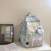 Capacity Large Backpack With Grid And Cartoon Dog Cat Print Design Daily For