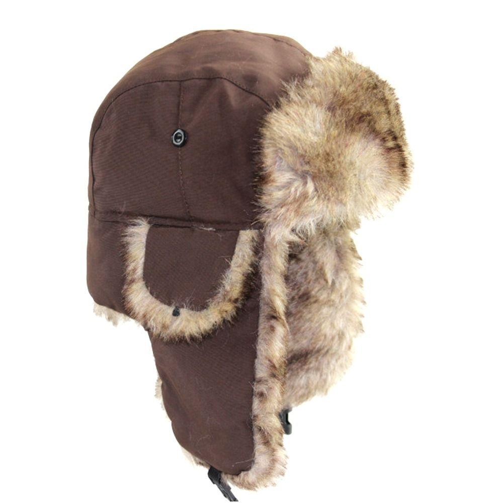 Female Cute Windproof Winter Faux Fur Outdoors Plush Hat Earflap Hat  Cap Ski Hat
