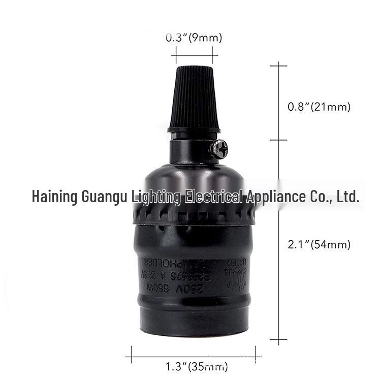 Pearl Black Vintage E26/E27 Aluminum Edison Pendant Lampholder for DIY Light Fixtures