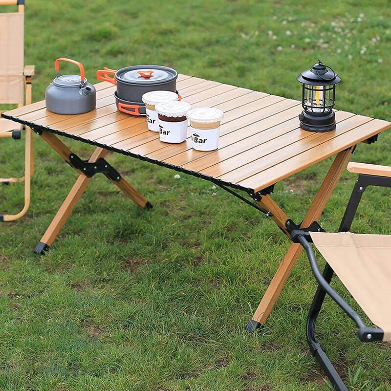 YouTuozhe Aluminum Wood Grain Egg Roll Folding Table
