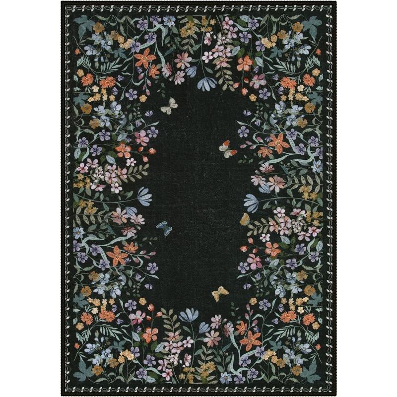 Rug For Bedroom Floral Print Area Living Room Carpet Non-Slip Machine Washable Floor Mat Soft Bedside Rugs Tapis Alfombra