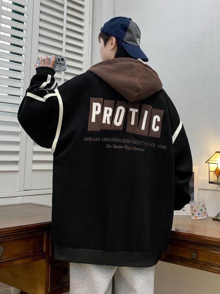 Hooded Casual Baseball Jacket for Teen Boys and Men's 2024 Stylish Outerwear