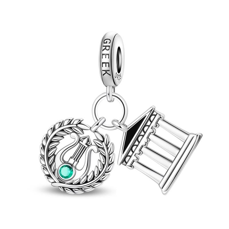 Building Series Copper Charms Eiffel Tower Castle Cherry Blossom Fit Travel Charm Bracelets Women Diy Jewelry Gifts