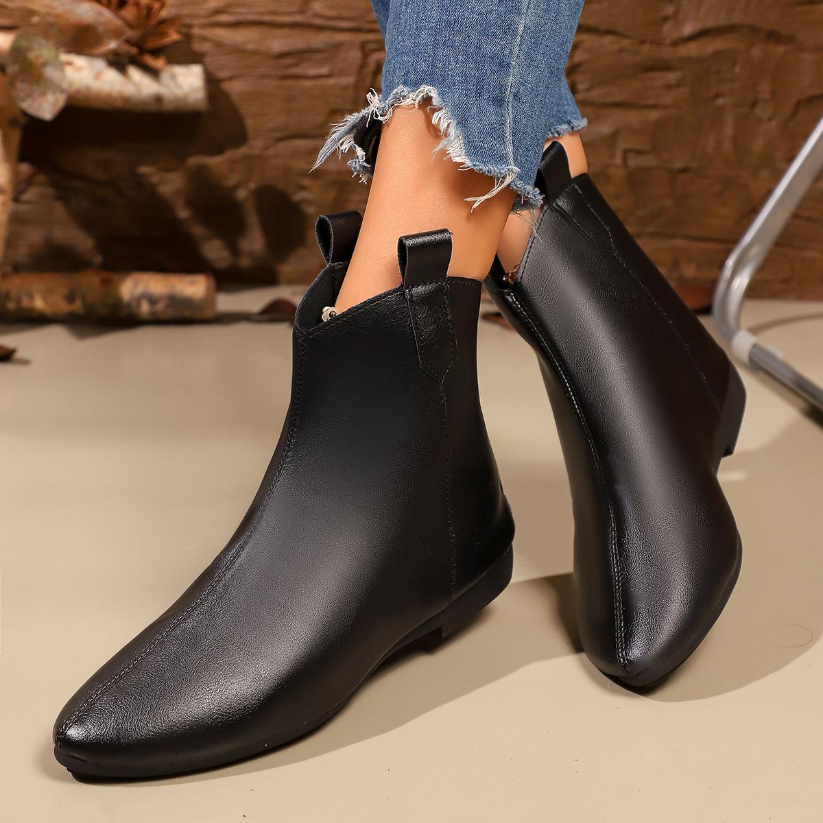 Retro British Style Pointed Boots for Women in Autumn and Winter 42 чёрный