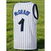 Retro McGrady 1 Orlando Magic Jersey White Blue Striped 3d Printed Name Number Sports Uniform Casual Vest Kids and Men Women