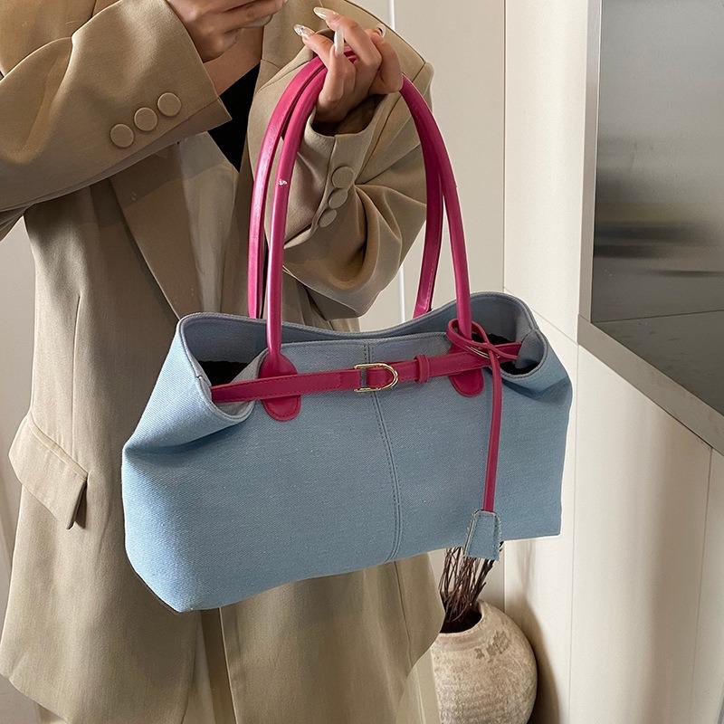 Denim Bag Women's New Casual Versatile Fashion Popular Shoulder Bag Large Capacity Commuter Tote Bag