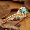 Bohemian Geometric Natural Stone Couple Rings Ethnic Unique Elegant Jewelry Gift For Him And Her