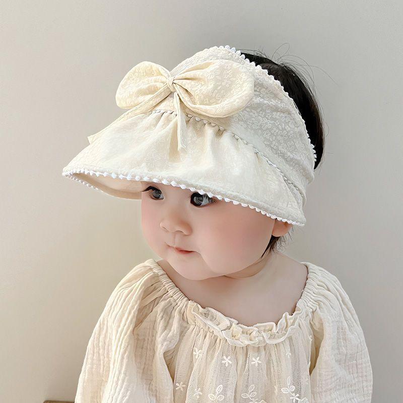 

Baby Sun Hat Summer Sun Protection Short Brim With Butterfly Bow For 324 Months бежевый