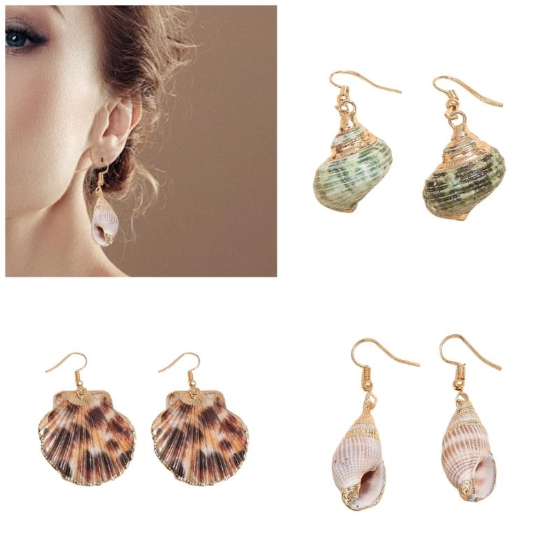 Natural Conch Shell Drop Earrings Unique Ocean Inspired Fashion Ear Jewelry Pendant Earrings Present for Women and Girls
