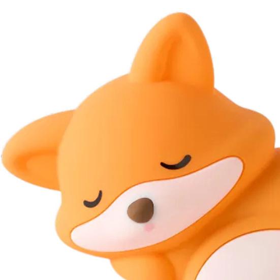 Nachtlicht „Rosa Fuchs“ mit weichem Silikon-Touch-System, 2-stufig dimmbar, wiederaufladbar, Waldmotiv, Kinderzimmerdeko