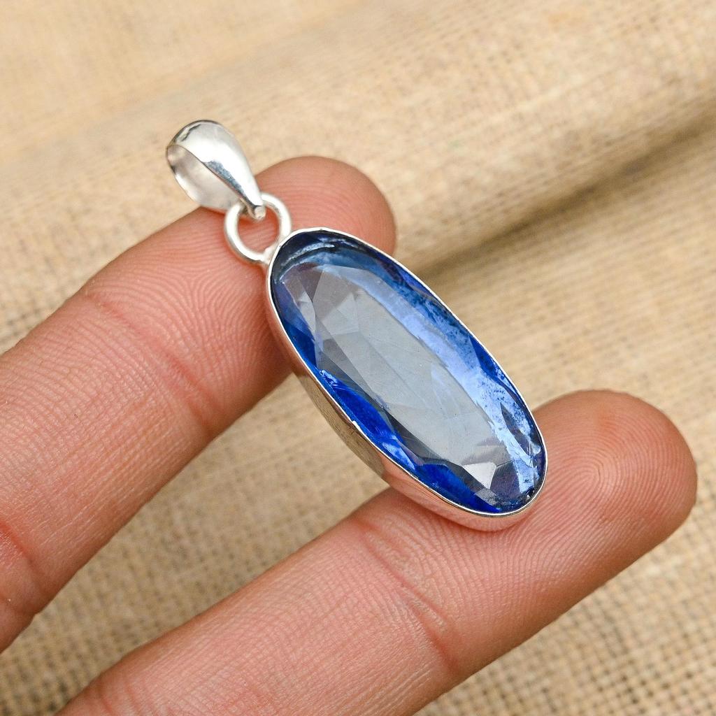 Tanzanite Gemstone Handmade 925 Sterling Sliver Jewelry Lovely Pendant For Women
