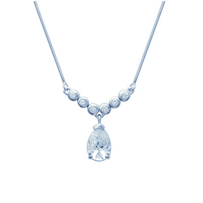 [H6281] - Silver Necklace 'Câlin' Silver White (rhodium-plated) - 7x10 Mm
