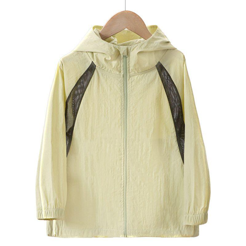 Clothing for Middle and Large Children, Summer Quick-Drying Clothing for Boys and Girls, Sun Protection Clothing, Kidsren s Hooded Skin Clothing Light green 120