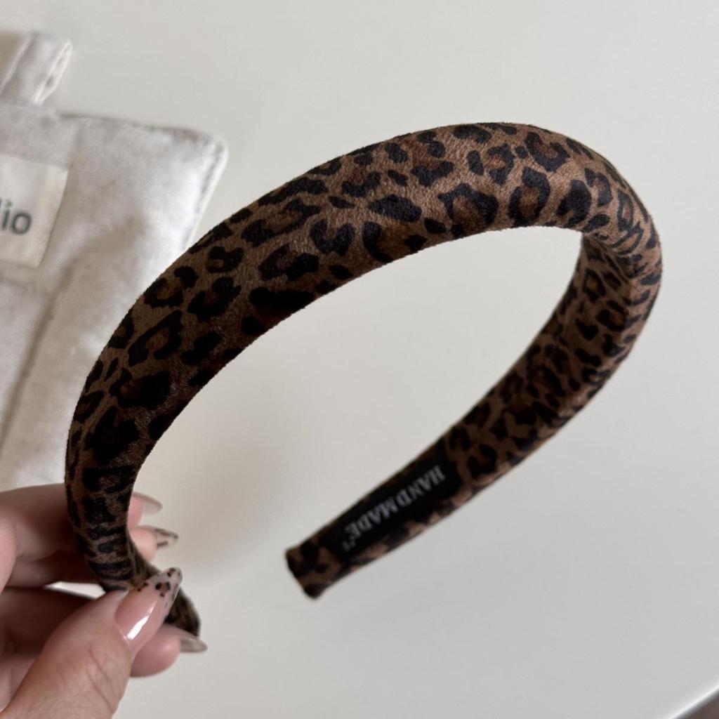 Korean Velvet Leopard Print Double Layer Hair Tie for Women