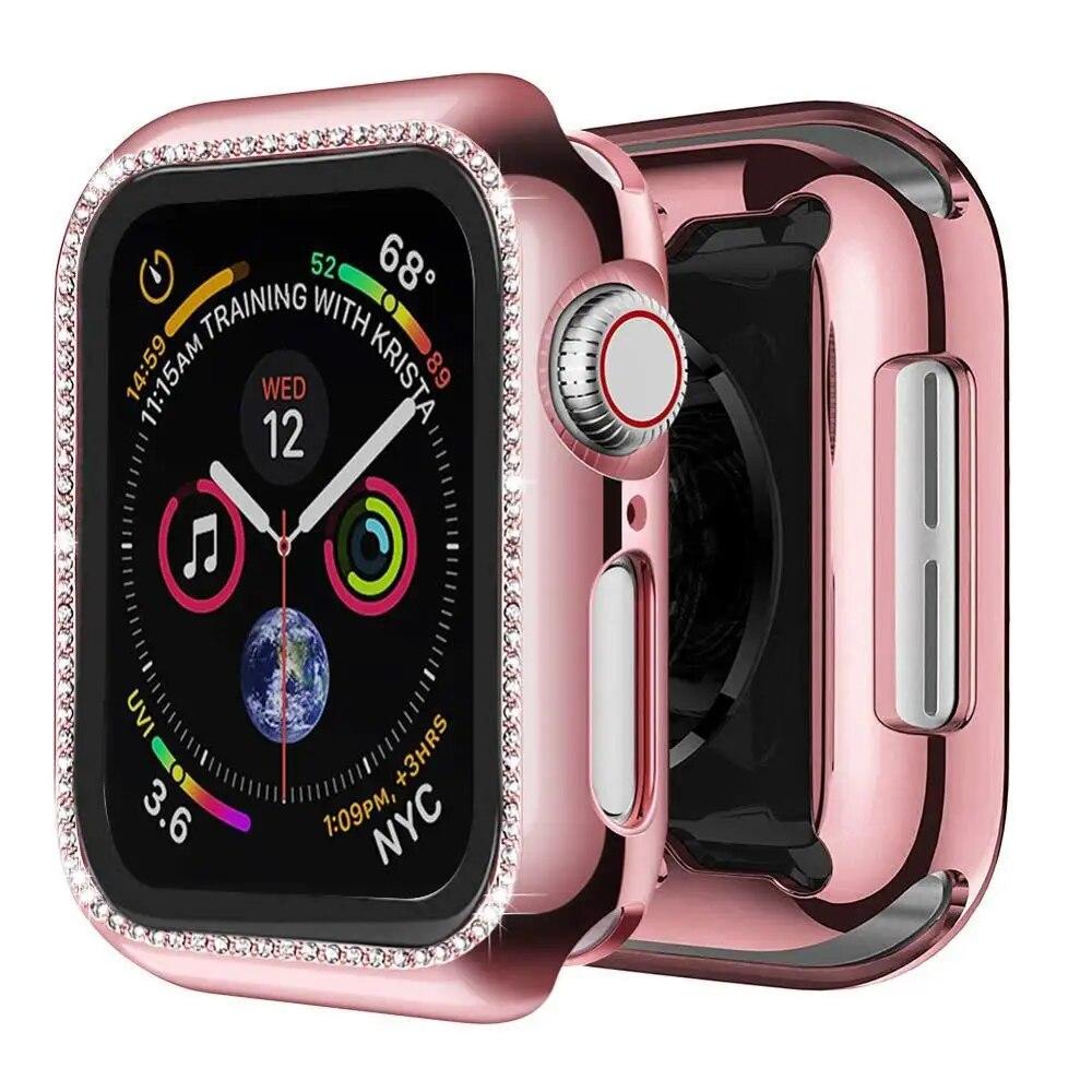 Glass+Cover For Apple Watch Case 49mm 45mm 44mm 42mm 38mm Bumper Diamond Protector Accessories iWatch Series 9 8 7 6 5 4 3 2 SE 41mm 40mm