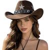 Hot Selling Ethnic Style Western Cowboy Hat Suede Retro Bull Head European and American Top Hat Big Brim Jazz Hat