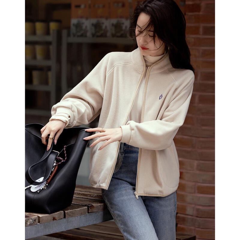 Demana Women s Lightweight Embroidered Fleece Stand-Collar Jacket XL