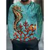 Herren Langarm-T-Shirt mit 3D-Streifendruck, bequem, atmungsaktiv und vielseitiges Herren-Oberteil