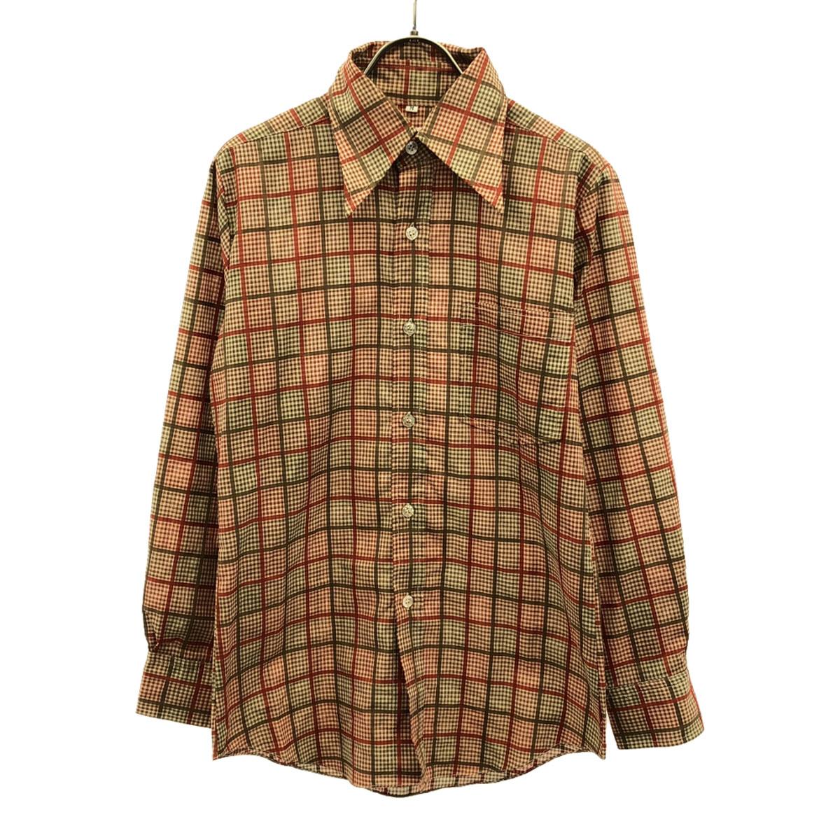 

Durban 70s 80s vintage Check Pattern Long sleeve shirt M Brown Men s Used