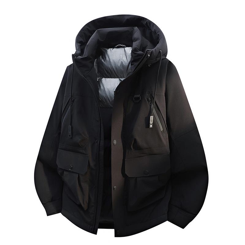 Men's Waterproof Cold-Resistant Down Jacket - 90% White Duck Down, Winter Casual Thickened Workwear, Trendy Design