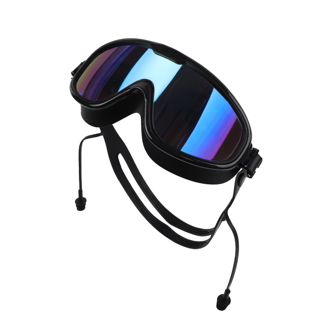 Moonlove Adult Swimming Goggles with Integrated Electroplated Wide Field of Clear UV Adjustable Suitable for Competitive and Black and for Men and