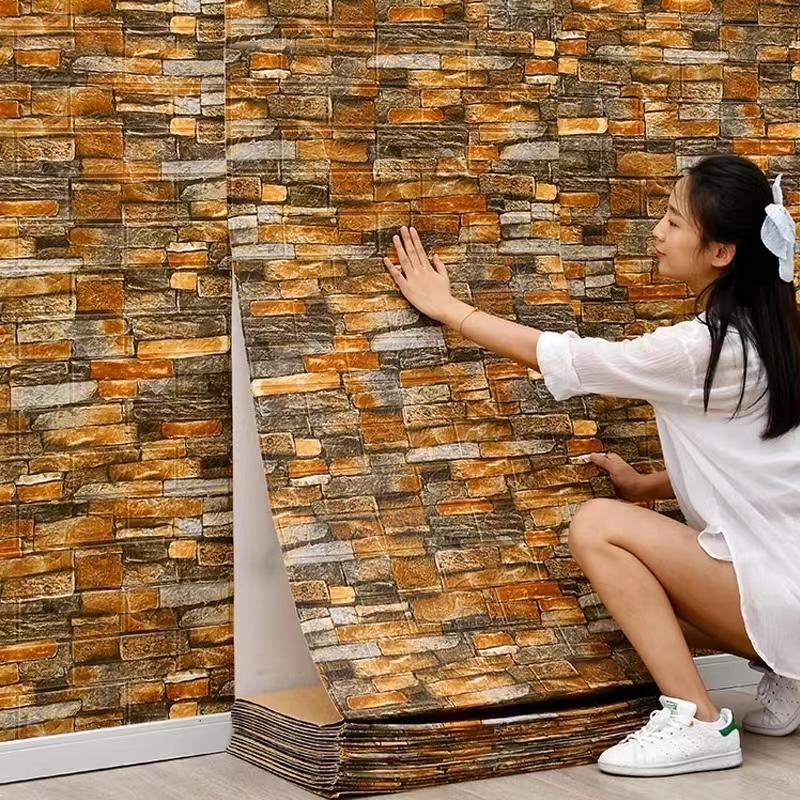 3D Waterproof Wall Sticker Soft Foam Brick Pattern DIY Wall Home Children's Room Bedroom Warm Decoration Wallpaper