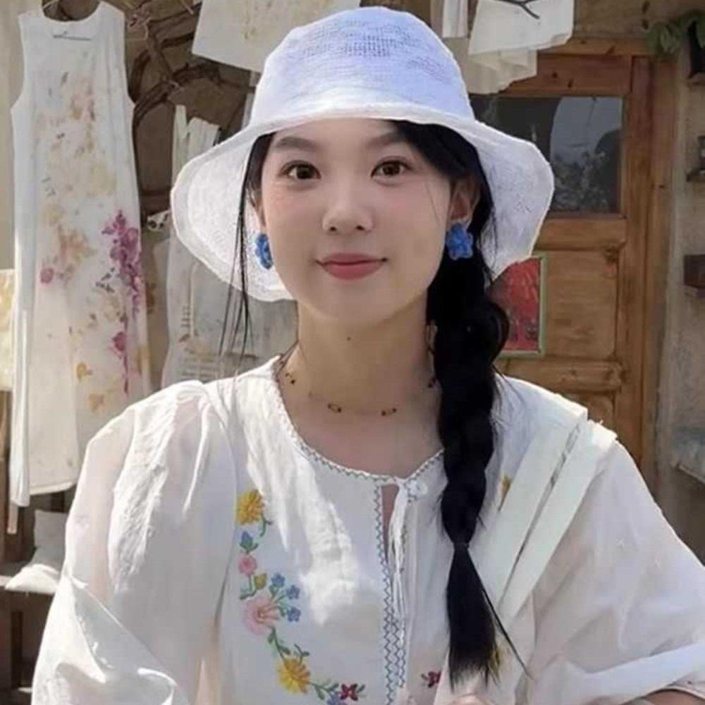 Korean Knitted Bucket Hat Thin Basin Cap Casual Fisherman Hat  Summer