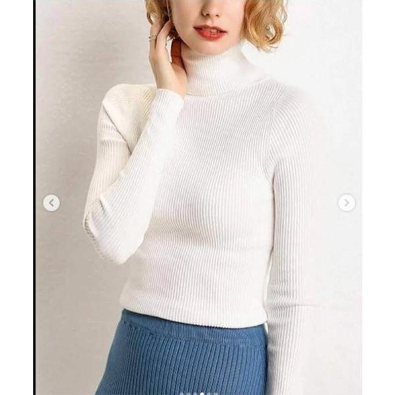 Sunshine House Fall and Winter New Arrival Export Daily Single Women's Clothing High Neck Ribbing Stretch Bottoming Sweater Knitwear Pullover