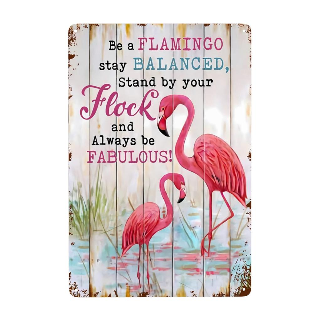 pc Flamingo Metal Sign Surround Yourself With Those Who Make You Happy Tin Sign for Home Living Room Bathroom Decor xinc