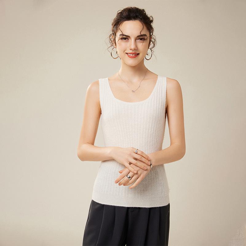 2026 Le Kasha Women’s 100% Cashmere U-neck Knit Camisole Vest - Autumn/Winter