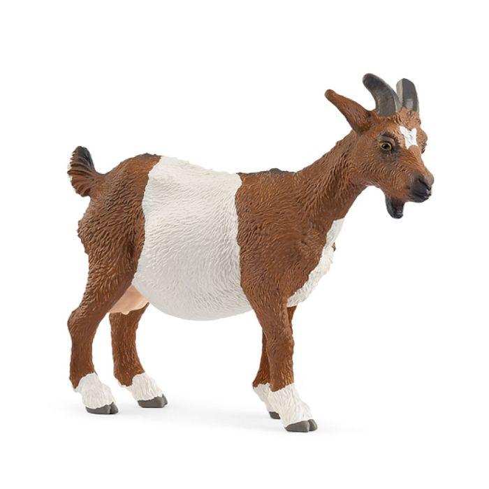 Figurine Chèvre - SCHLEICH - 14887 - Marron - Pelage blanc - Yeux jaunes
