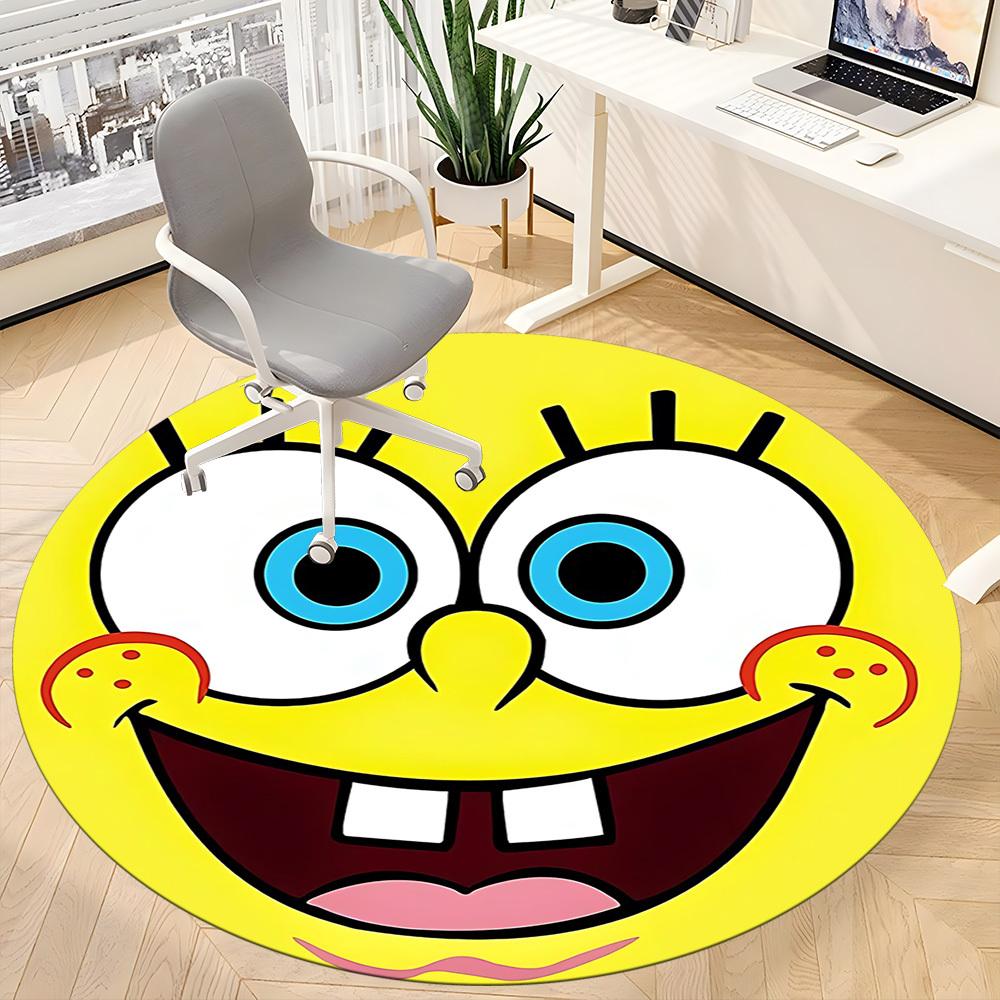 1pc SpongeBob Carpet, Round Non-Slip Durable Large Size Office Carpet, Suitable for Office, Beautiful Decoration
