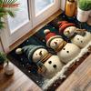 1pc 2D FLAT Ultra-Soft Flannel Snowman Pattern Door Mat, Christmas-Themed Anti-Slip Carpet, Machine Washable And Fade-Resistant, Suitable for Living R