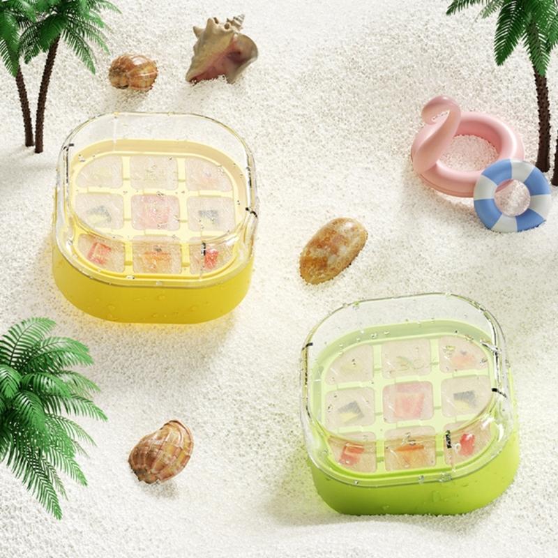 Easy To Disassemble Silicone Ice Mould with Lid Dishwasher Safe 9 Cells Ice Cubes Tray for Cocktails Use kitchen Tool