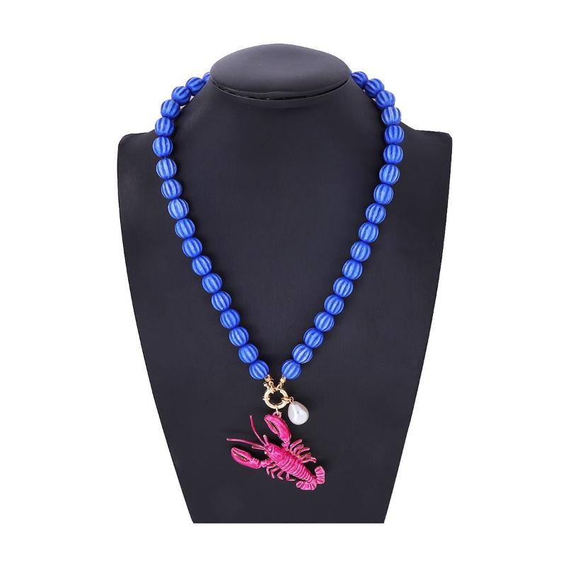 Animals Lobster Pendant Necklace For Women Summer Beach Party Jewelry Gifts