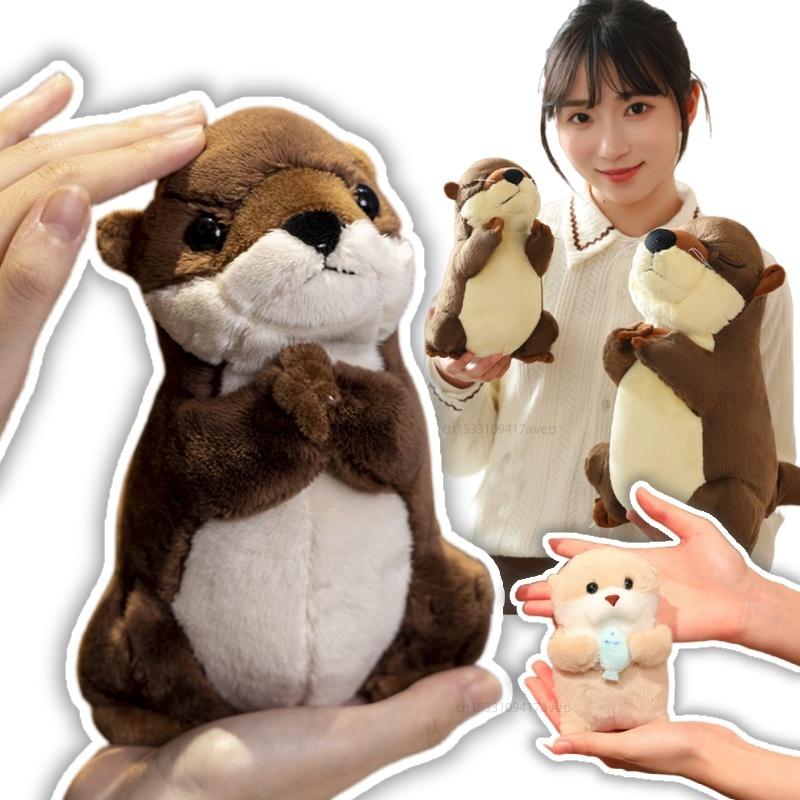Household Items No.2 Boys Pray For Blessings Otter Plush Toy Stuffed Lifelike Animals Hug Fish Food Kawaii Otters Plushie Doll For Kids Birthday Gift