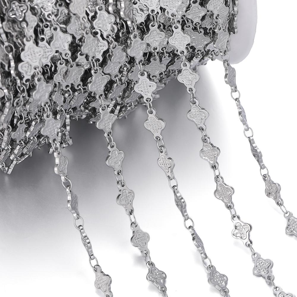 1Meter Stainless Steel Embossing Love Heart Leaf Oval Star Moon Link Chains Necklace Bracelet Jewelry Making DIY Chain Supplies