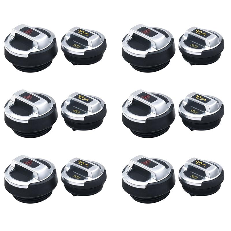 

12Pcs Car Coolant Oil Expansion Tank Cap Cover For Scirocco Passat Cc -R8 420121321 420103485B black silver