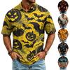 Herren Casual Schnelltrocknendes Netz-Golf-Poloshirt Halloween-Print Kurzarm Hemdkragen Leichter Atmungsaktiver Stoff