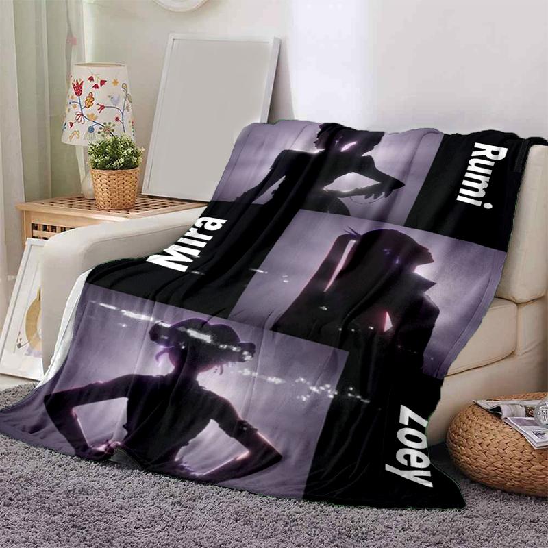 1pc Kpop Demon Hunters Rumi Mira and Zoey print blanket soft bedding sofa bedroom home decor fan goods q117