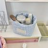 Decorative Grids Design Storage Container Foldable Cloth Bin Ideal For Makeup Accessories Books Toy Gift Giving