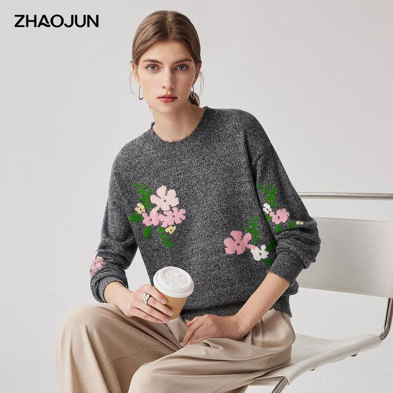 Zhaojun Women's 100% Cashmere Crew Neck Sweater