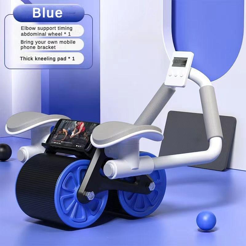 Anti Slip Wear-resistant Belly Wheel Double Wheel Elbow Support Abdominal Wheel Grey/Blue/Orange Automatic Rebound Silent Abdominal Muscle Trainer