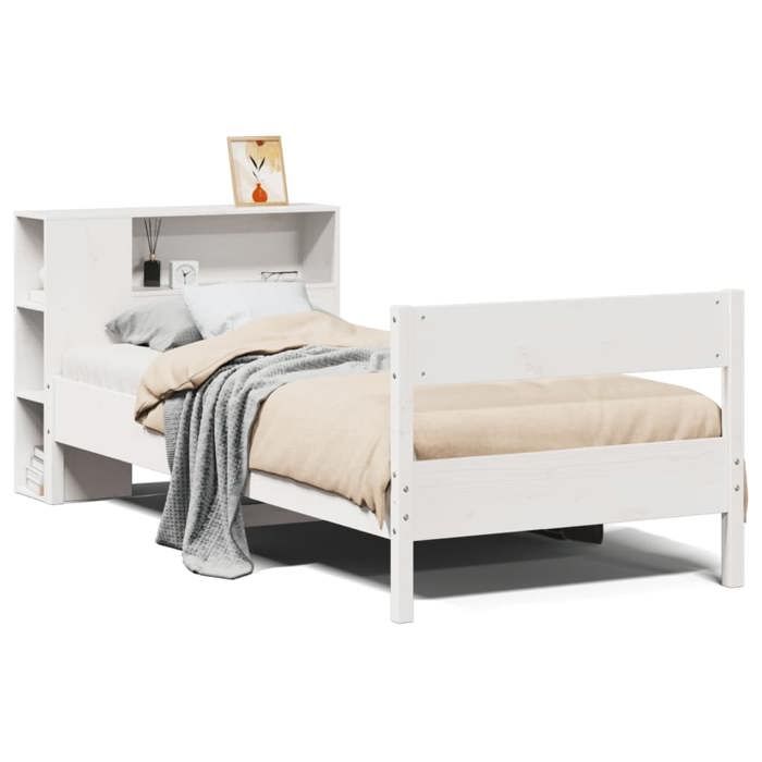 VidaXL Lit bibliothèque sans matelas blanc 75x190cm bois de pin massif 3322973