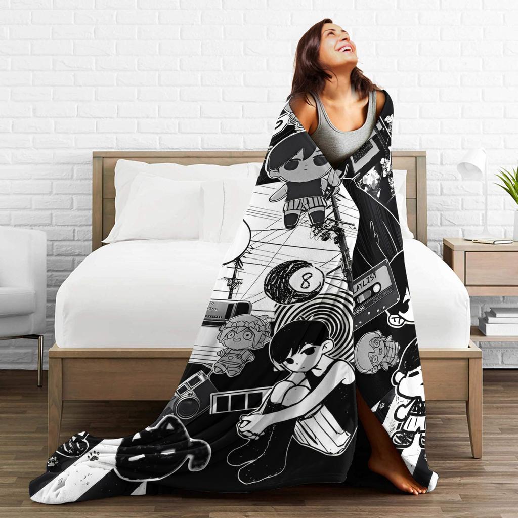 Anime Basil Omori Game Blanket  Warm Novelty Plush Throw Blanket For Home Decor Picnic Flannel Bedspread Bed Cover