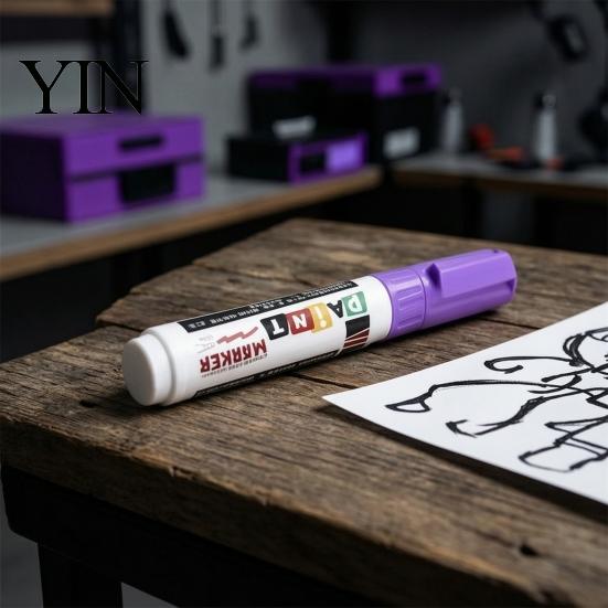 Glass And Ceramic Markers 12 Colors Flat Tip Paint Marker, Oil Based Broad Pen for Metal Tire Rubber Pens Steel Leather, Waterproof Quick Dry Touch Up