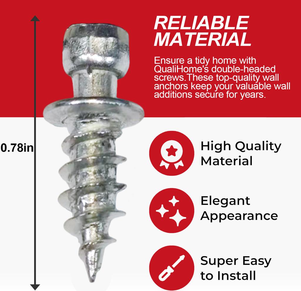 VKKM 120-Piece Double-Headed Wall Screw Anchors - #14 X 0.7 Inch, Holds Up To 30 Lbs, Perfect for Drywall and Masonry