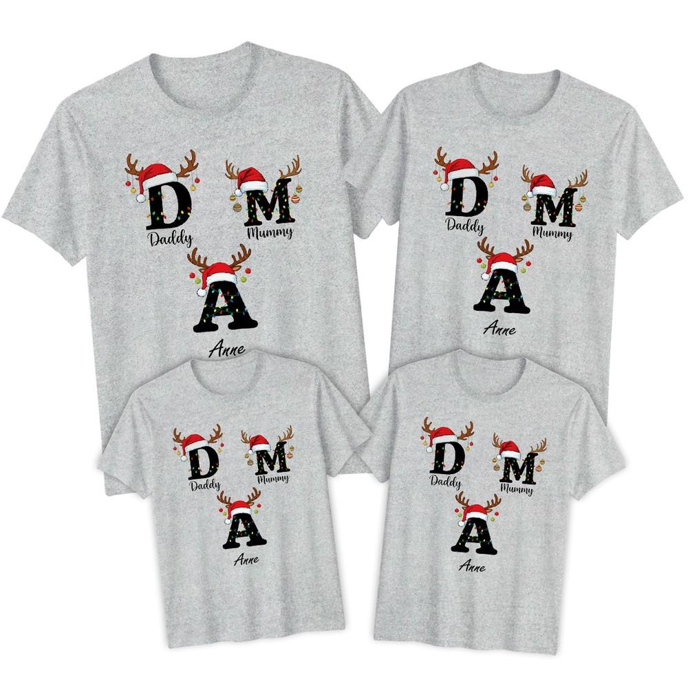 Daddy Mummy Anne Reindeer Christmas Family Matching Holidays TShirt Set