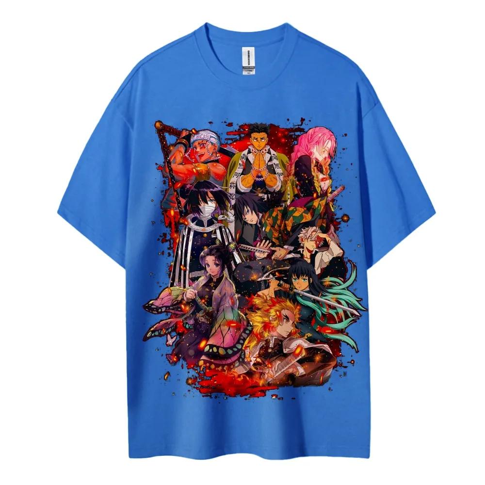 T-shirt Demon Slayer Uomo Cotone Puro Casual Girocollo Manica Corta Abbigliamento Estivo Sportivo Casual Top a Manica Corta